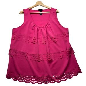 Lane Bryant Hot Pink Scalloped Ruffle Sleeveless Tank Top Womens Size 20